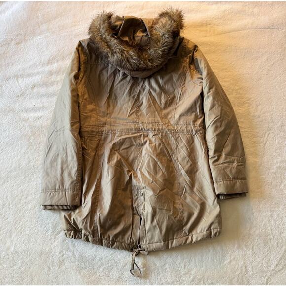 Buffalo David Bitton Womens Jacket Large Brown Parka Faux Fur Hooded Winter - Picture 3 of 10